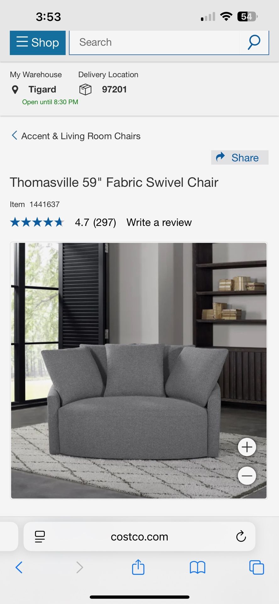 Thomasville swivel loveseat