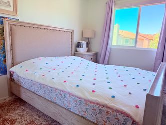Upholstered Bed Frame with Wood Base