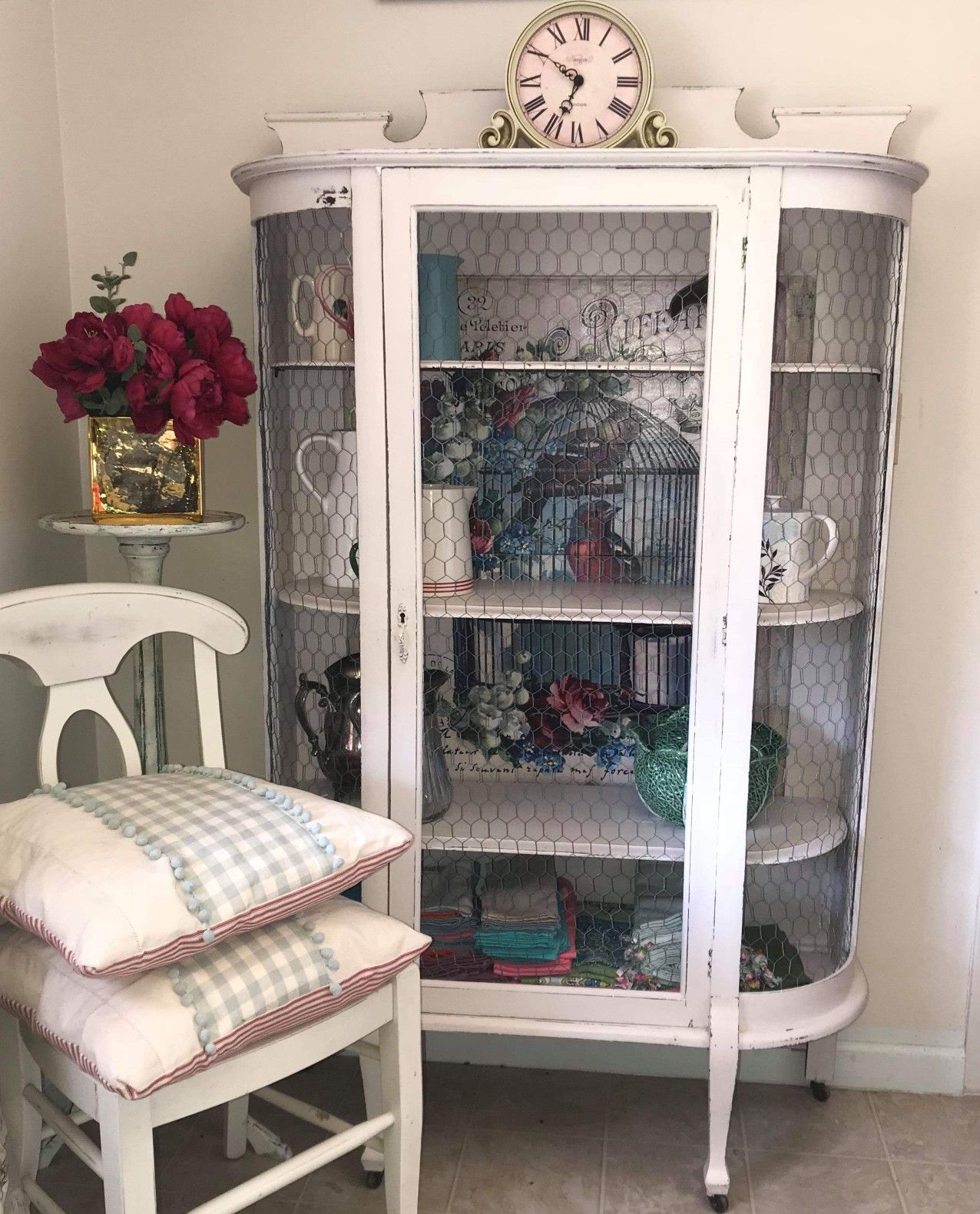 Chicken wire Cabinet....so cute!