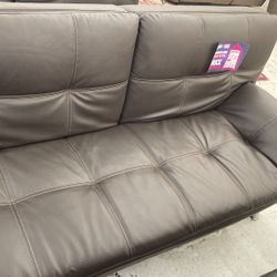 Dark Brown Leather Couch 