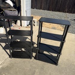 2 Black 4-Tier Storage Shelves / Side Tables –🔥 BUNDLE