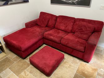 Free Red Microfiber Sleeper Sofa with Optional Chaise