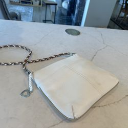 Brighten Barbados Pearlized Ivory Pebbled Leather Shoulder Purse 
