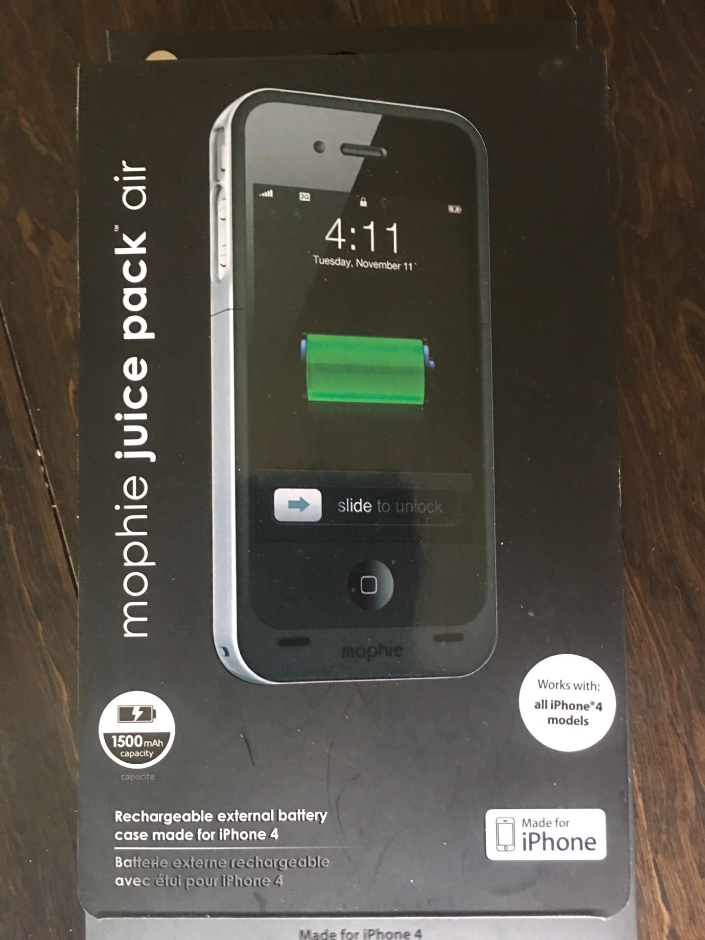 Mophie Juice Pack Air - Rechargeable External Battery Case for iPhone 4 - Brand New!!