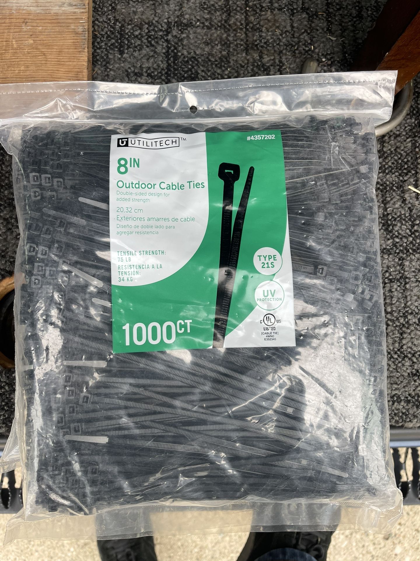 1000 Ct 8” Outdoor Zip Ties