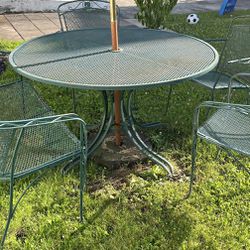 Outdoor Round Metal Table With 4 Chairs 