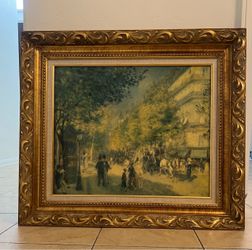 Framed Impressionist Paris Street Scene Painting