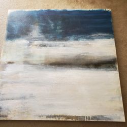 "The Last Station House" Large Acrylic Blue/White/Gray/Black Wall Painting 