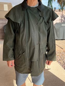 Men’s oilskin caped jacket