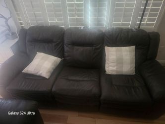 Dark Brown Leather 3-Seat Sofa