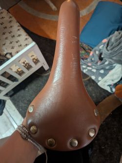 Brown leather bicycle seat