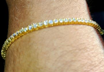 Gold Tennis Bracelet with Clear Stones