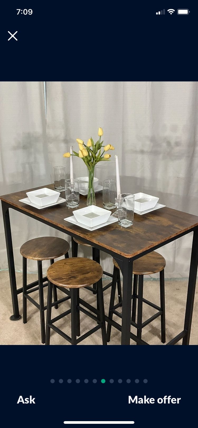 Counter Height Breakfast Bar & 4 Stools