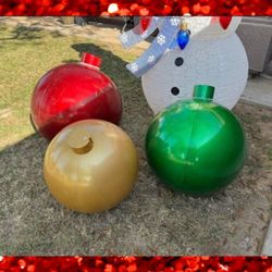 3 Hard Plastic Christmas Yard Ornaments