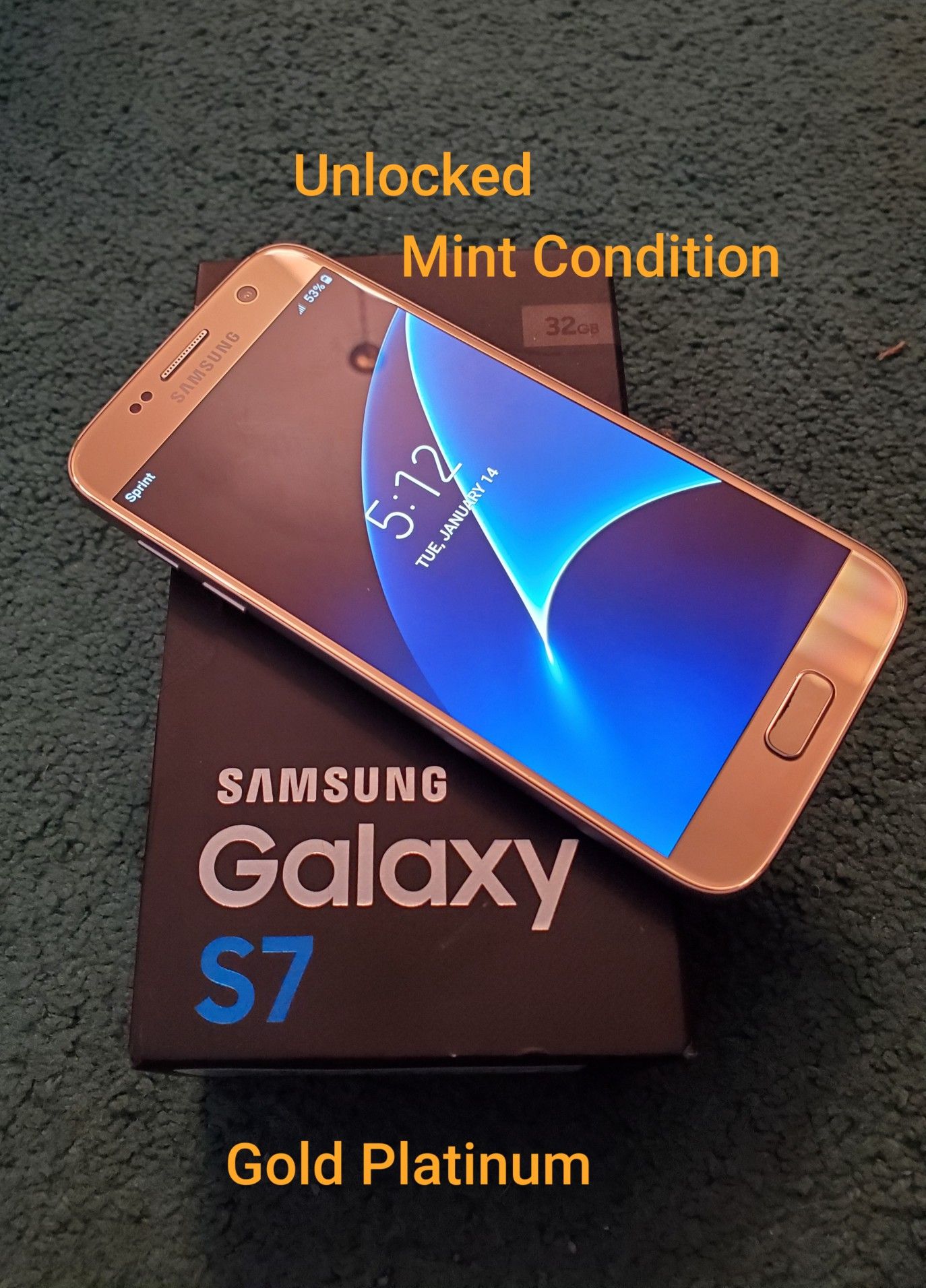 $175UNLOCKED (Will Work On Any Network) Samsung Galaxy S-7 Gold Platinum