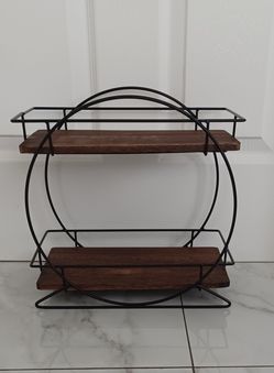 2-Tier Wood and Metal Display Shelf