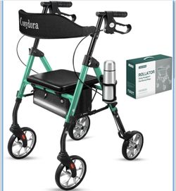 Cosydora Rollator Walkers for Seniors with Seat, 13.6 Lbs Ultra Lightweight Foldable Rolling Walker, 350Lbs Heavy Duty Aluminum, 8" All Terrain Wheels