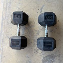 80 lb hex dumbell pair