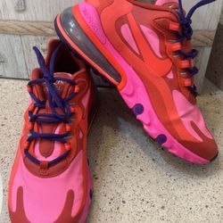 Women's Size 7.5 Nike Air Max 270 React 'Mystic Red Pink Blast' sneakers
