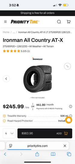 ONE AT tire 275 65 R20