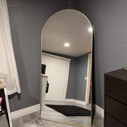 Full Length Arched Gold Mirror 75”x35”