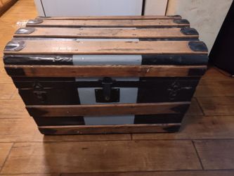 Vintage Wood & Metal Flat-Top Steamer Trunk 
(circa 1880–1910).
