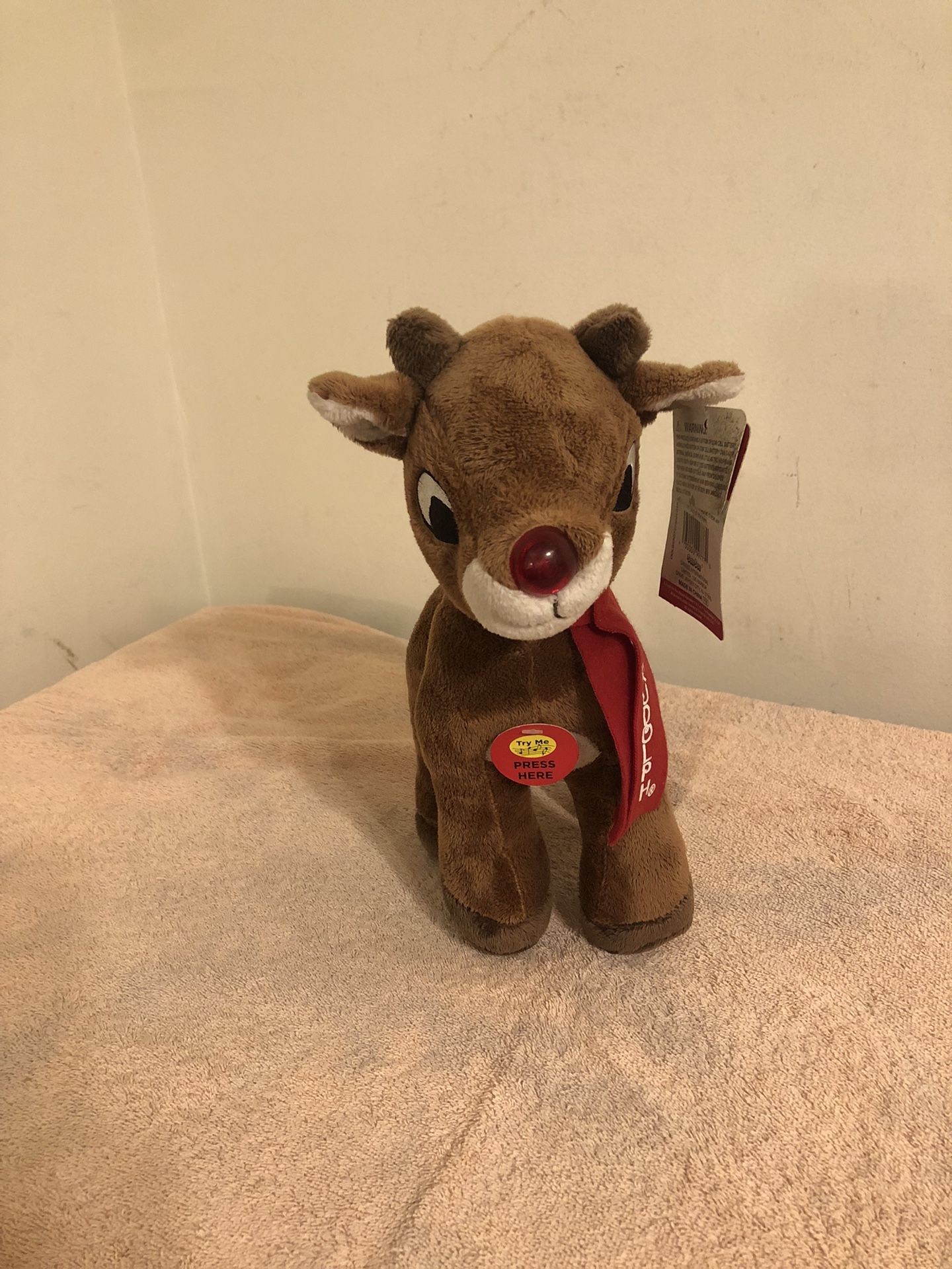 Dan Dee Rudolph The Red Nose Reindeer Plush Plays Song & Nose Lights 11” Tall NWT