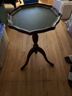 Wood table with leather top