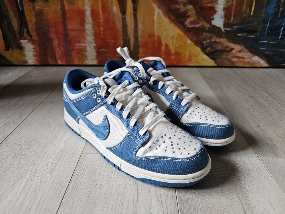 Nike Dunk Low SE Sashiko Denim Size 9.5 Navy Not SB Jordan