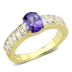TK3641 Stainless Steel Ring with AAA Grade CZ in Tanzanite Size 7