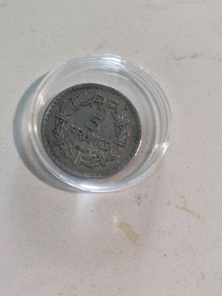 1945 Five Francs Coin – Vintage European Coin – Historic Collectible 5 Francs – Rare Old Currency
