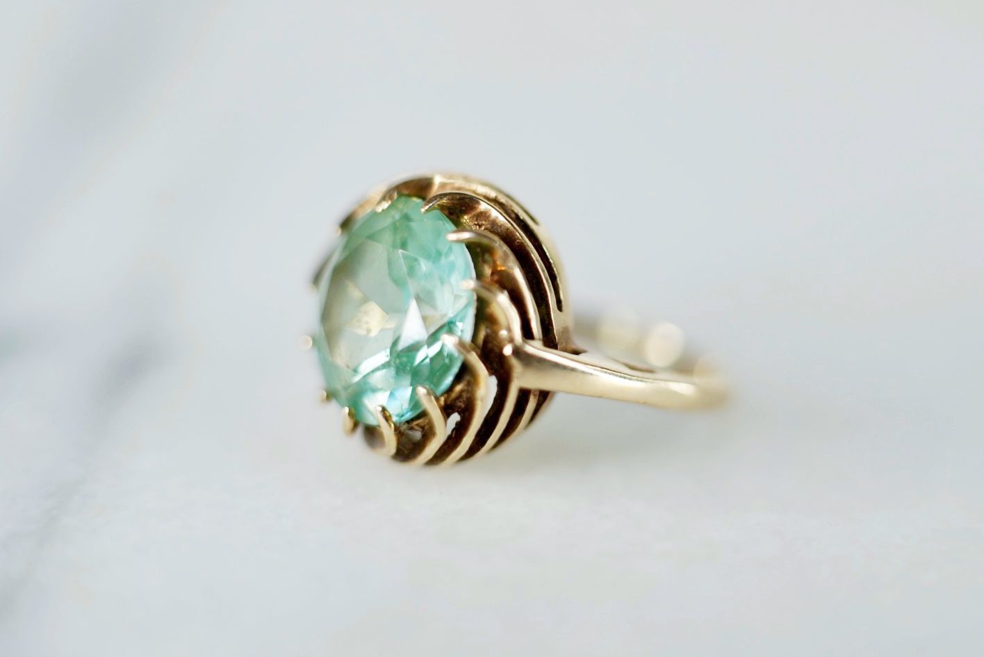  Vintage Engagement Ring 10k Gold Blue Zirconium (Open To Trades)