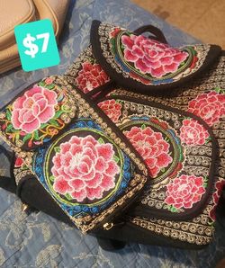 Bolsa tipo Mochila 🎒 Y Cartera Bordado