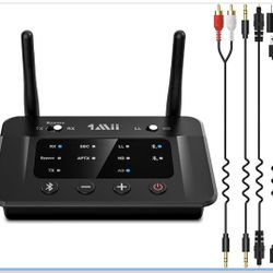 1Mii B03 Bluetooth 5.3 Transmitter Receiver for TV Home Stereo BT Headphones, aptX Low Latency/Adaptive/HD Bluetooth Audio Adapter, Splitter for Wired