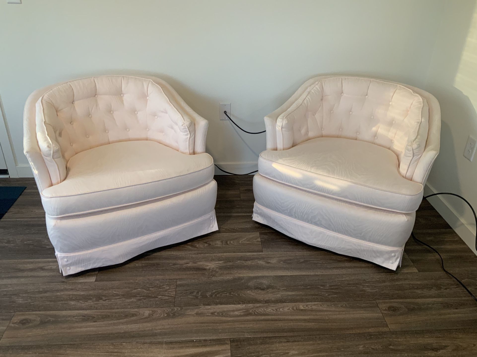 Mid Century pale Pink Bucket Chairs MCM.   2 Chairs. $375