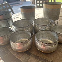 New! Nine Metal Plant pots baskets containers 