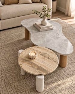 Stone Top Coffee Table Set of Two