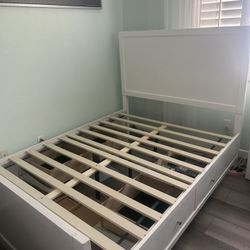 Queen White Bed Frame With Drawers Need Gone ASAP 