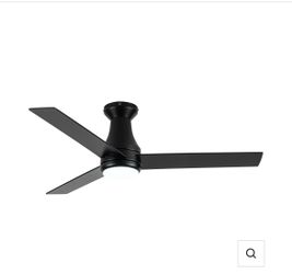 Vaczon 48” 3-Blade Flush Mount Ceiling Fan with LED Light & Remote – Black