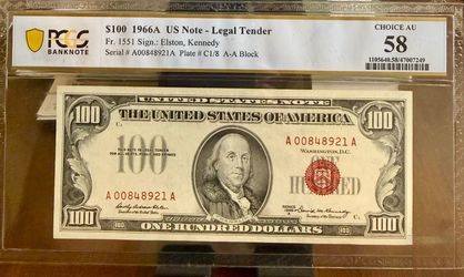United States 1966 Red $100 Note / Bill