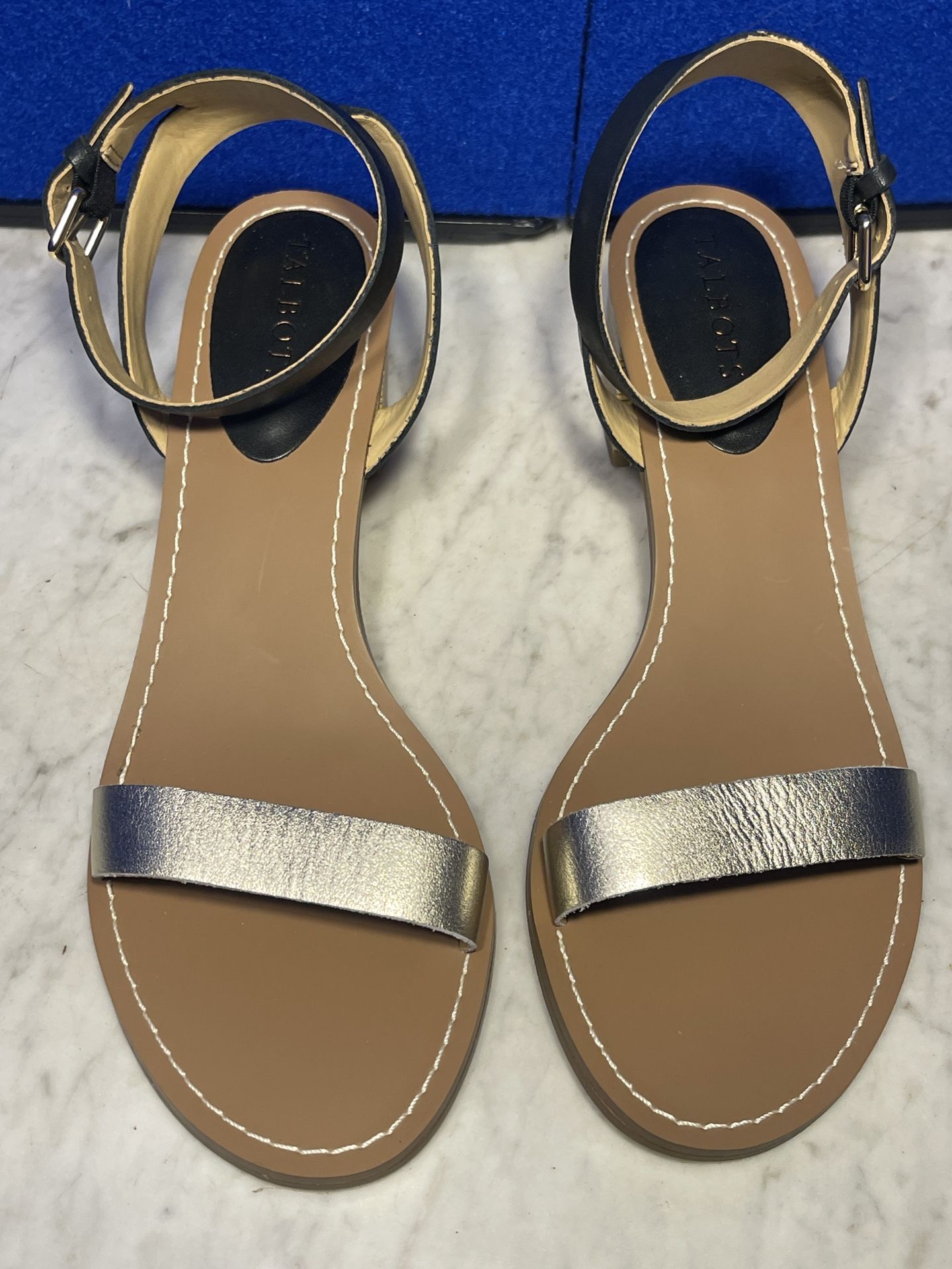 NEW! Women’s Gold and Black , Low Heeled Sandals By Talbots