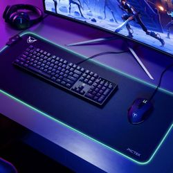 Large GB Gaming Mouse Pad, Oversized Glowing RGB Extended Mousepad, Anti-Slip Rubber Base and Waterproof Surface, Extra Large Soft RGB Computer Keyboa