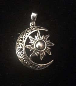 Sterling Silver Moon & Sun Celtic Pendant