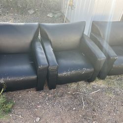 3 Black Pleather Couches 
