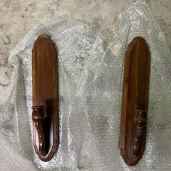 Vintage Home Interiors (Homco) Wooden Wall Sconce Candle Holders – Pair