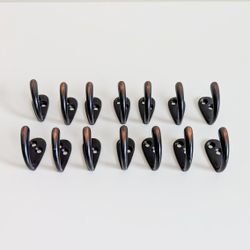 Single Coat / Hat / Robe Hooks, 14 Hooks, Black