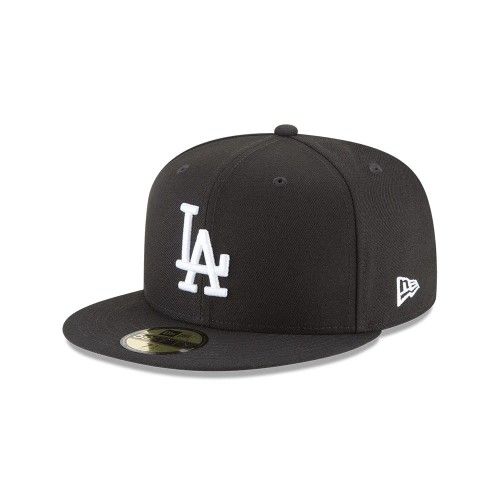 New Era 11591149: Los Angeles Dodgers Basic Black/White 59FIFTY Unisex-Adults Fitted Cap (7 3/4)