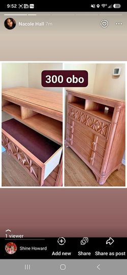 Wood TV Stand with Drawers and Open Shelves