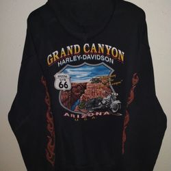 Vintage 2002 Harley Davidson Flame Hoodie Sweater Size Xl  Grand Canyon Arizona 