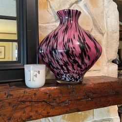 Mid Century Modern Pink Patterned Glass Vase